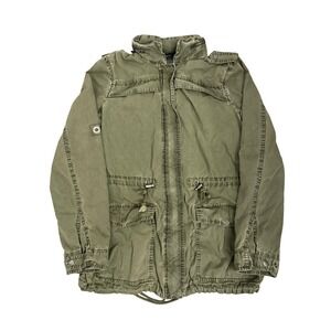 Levis Women's XS Olive Green Military Field Jacket Hooded Utility Parka Coat